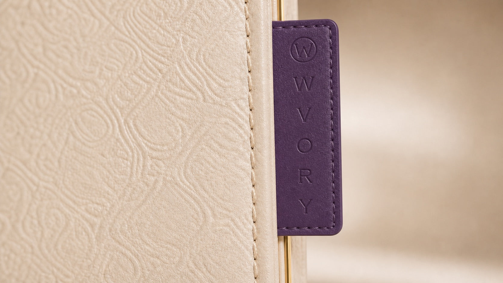 A close view of the WVORY material and side-seam label